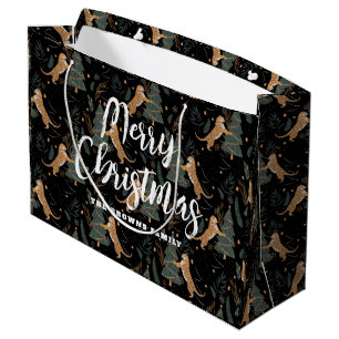 Grand Sac Cadeau Arbres de Noël & tigres motif personnalisé arrière