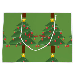 Grand Sac Cadeau Arbres de Noël verts Thunder_Cove