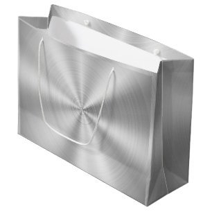Grand Sac Cadeau Argent brillant métallique de Faux élégant