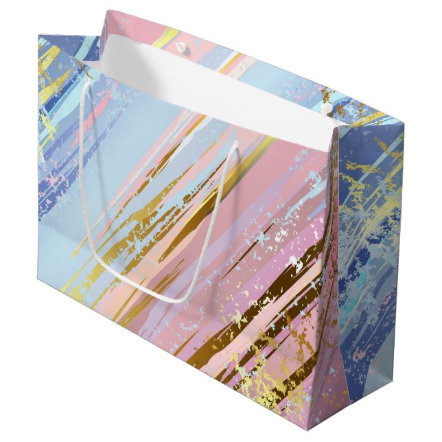 Grand Sac Cadeau Arrière - plan rose texturé (Devant Angle)