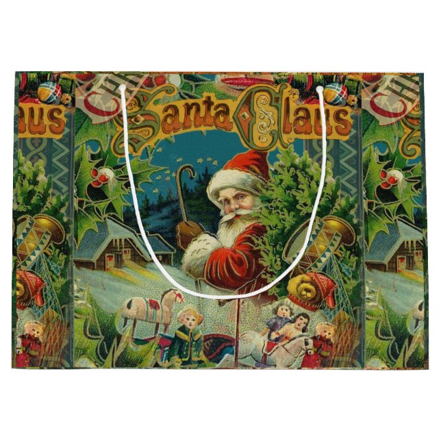 Grand Sac Cadeau Art antique du Père Noël (Devant)
