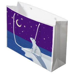 Grand Sac Cadeau Art de CUB d'ours blanc d'observation des étoiles