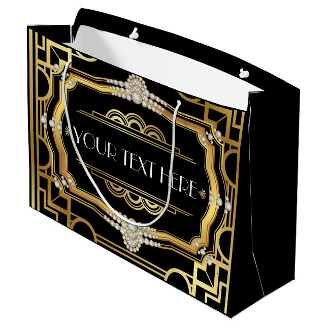 Grand Sac Cadeau Art Déco Anniversaire Fête Toutes les occasions (Dos Angle)
