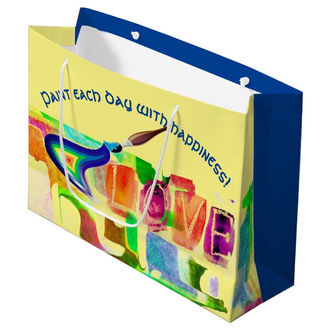 Grand Sac Cadeau Art gai - Amour (Devant Angle)