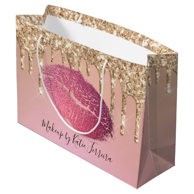 Grand Sac Cadeau Artiste de maquillage branché Lip Kiss (Dos Angle)
