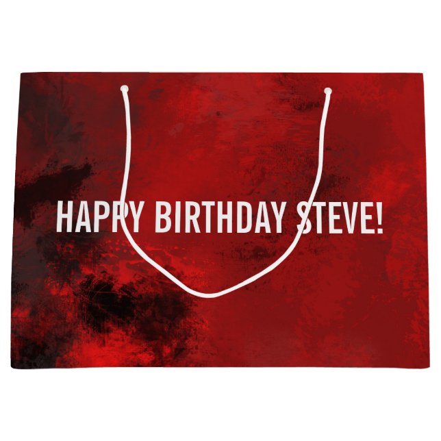 Grand Sac Cadeau Artiste moderne Noir et Rouge Abstrait Anniversair (Devant)