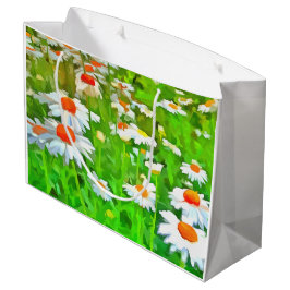 Grand Sac Cadeau Artistic Bright and Colorful Pop Art Daisies v1 z
