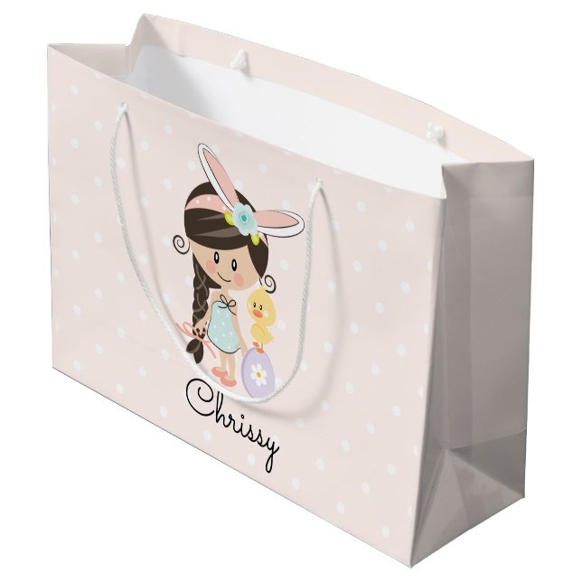 Grand Sac Cadeau Asiatique personnalisée de fille d'oreilles de (Dos Angle)