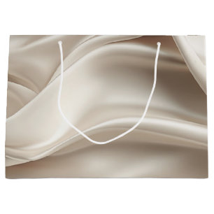 Grand Sac Cadeau Assez Champagne Or Romantique Faux Satin 