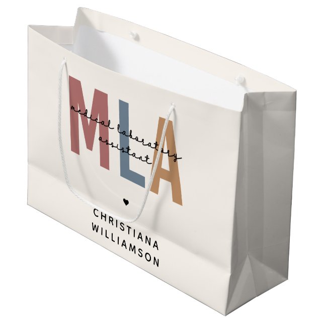 Grand Sac Cadeau Assistant de laboratoire Médicale MLA personnalisé (Devant Angle)
