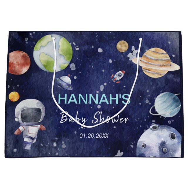Grand Sac Cadeau Astronaut Espace extra-atmosphérique Baby shower d (Devant)