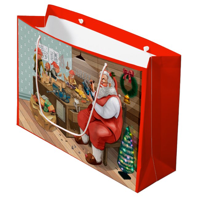 Grand Sac Cadeau Atelier père Noël (Devant Angle)