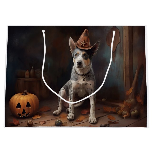 Grand Sac Cadeau Australie Citrouilles de bétail Halloween effroi (Devant)