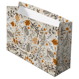 Grand Sac Cadeau Automne Berries Feuilles et Branches Motif