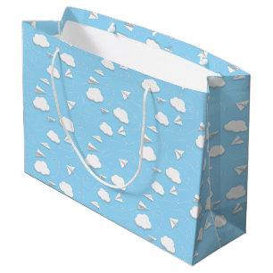 Grand Sac Cadeau avion en papier volant nuages gonflés N'IMPORTE QU