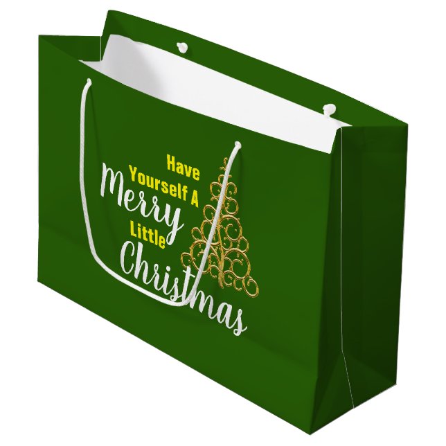 Grand Sac Cadeau Ayez Un Joyeux Petit Noël (Devant Angle)