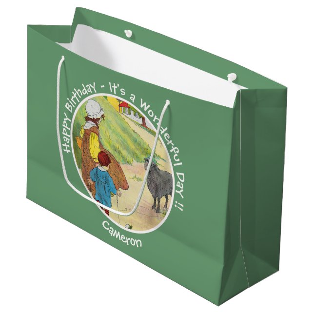 Grand Sac Cadeau Baa, Baa, Black Sheep Anniversaire Collection (Devant Angle)
