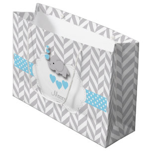 Grand Sac Cadeau Baby Blue 🐘 Elephant Design 👶 Baby Boy Douch