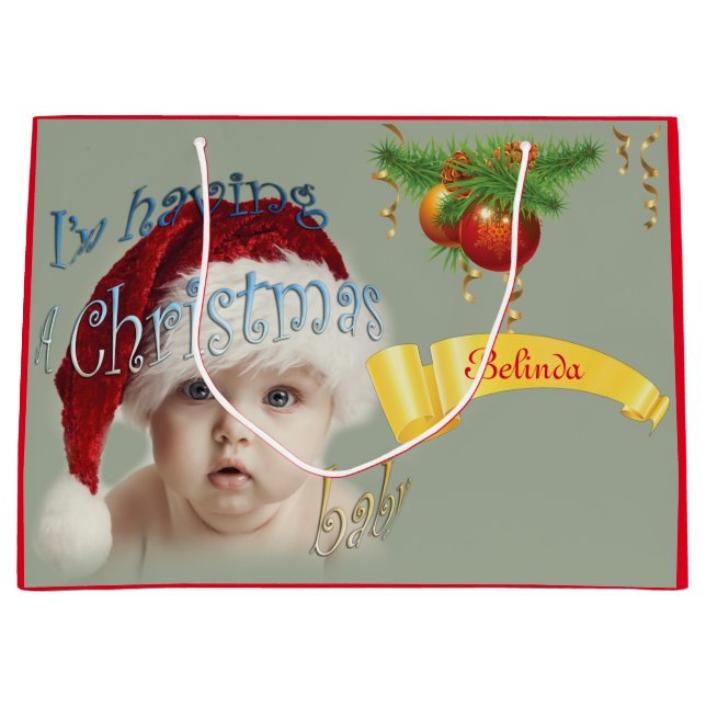 Grand Sac Cadeau Baby de Noël (Devant)
