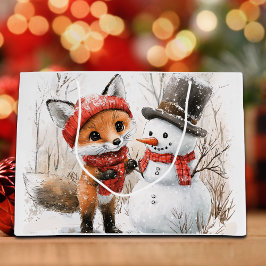 Grand Sac Cadeau Baby Fox et Snowman