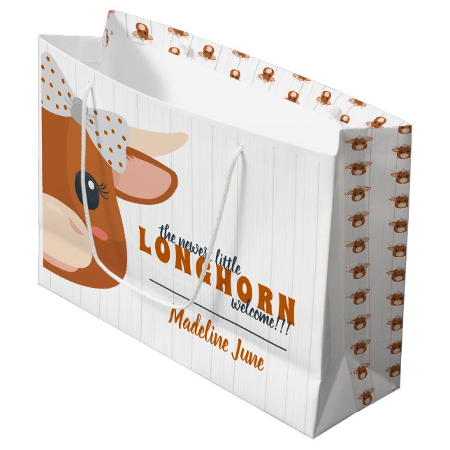 Grand Sac Cadeau Baby Girl Longhorn brûlé orange (Devant Angle)