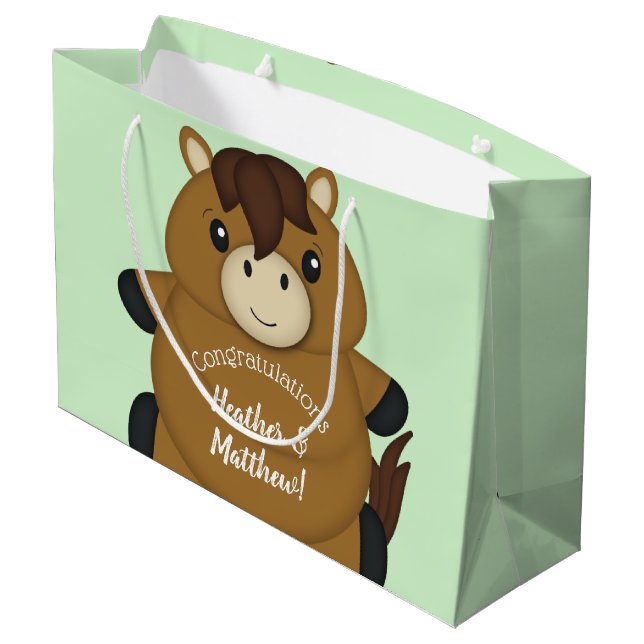 Grand Sac Cadeau Baby shower à cheval (Dos Angle)