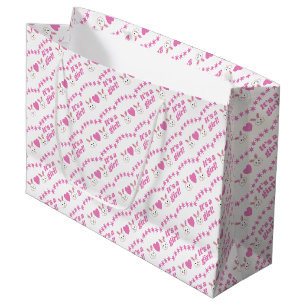 Grand Sac Cadeau Baby shower C’est une fille rosée Rabbit