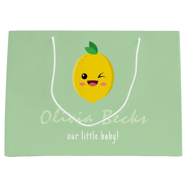 Grand Sac Cadeau Baby shower Citrus Lemon (Devant)