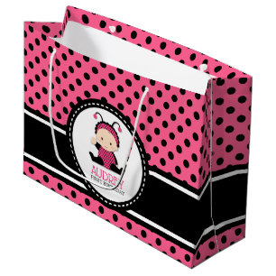 Grand Sac Cadeau Baby shower d'anniversaire de coccinelle de roses