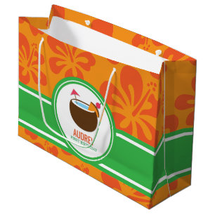 Grand Sac Cadeau Baby shower d'anniversaire Hawaiian Luau Coconut