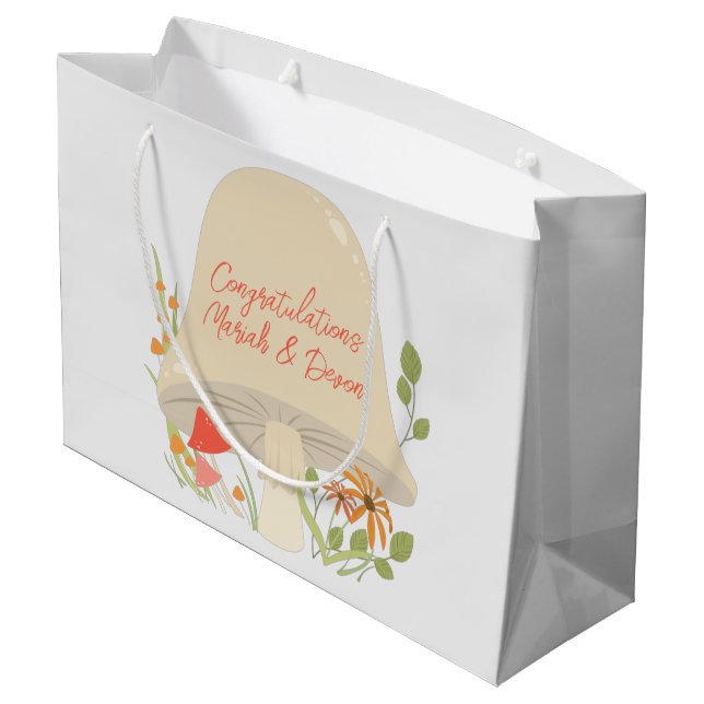 Grand Sac Cadeau Baby shower de champignons des bois (Dos Angle)