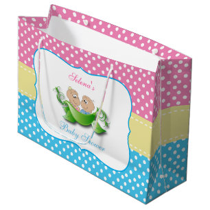 Grand Sac Cadeau Baby shower de jumeaux