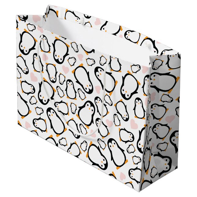 Grand Sac Cadeau Baby shower de pingouin rose (Dos Angle)