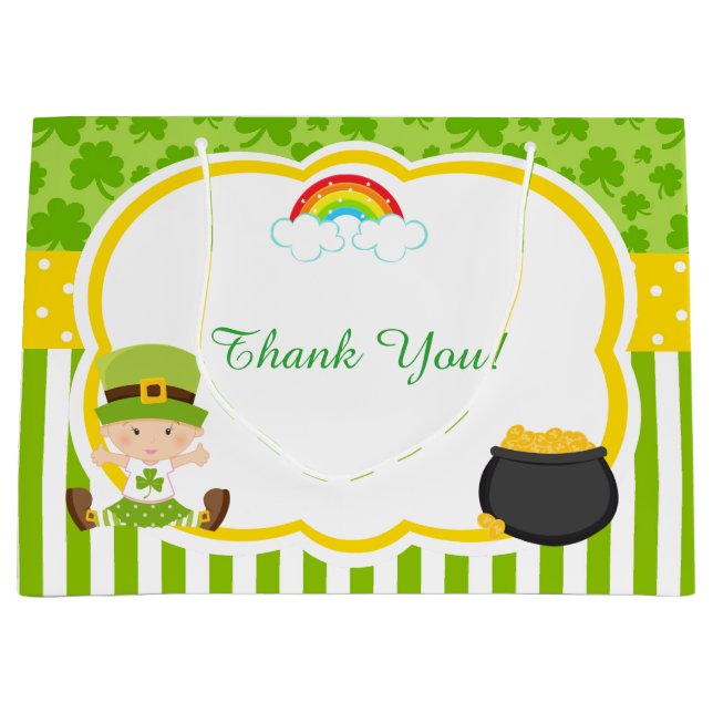 Grand Sac Cadeau Baby shower fille st patrick (Devant)