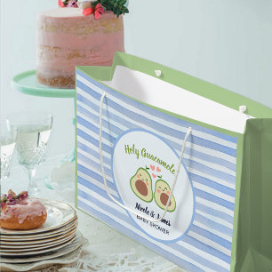 Grand Sac Cadeau Baby shower jumeaux neutre genre de l'Avocado