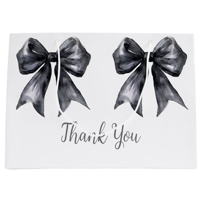 Grand Sac Cadeau Baby shower noir Coquette Bow (Devant)