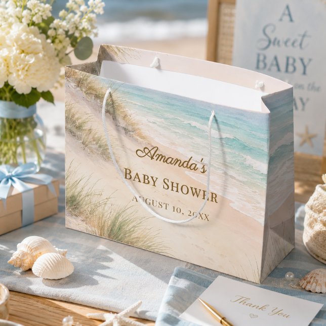 Grand Sac Cadeau Baby Shower plage côtière (Créateur téléchargé)