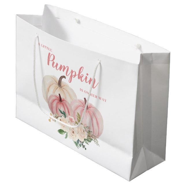 Grand Sac Cadeau Baby shower rose petit Citrouille (Devant Angle)