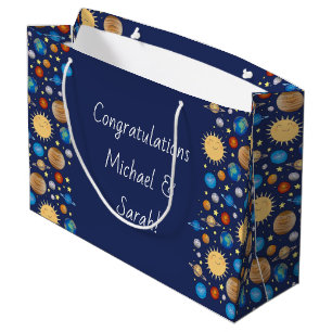 Grand Sac Cadeau Baby shower spatial Galaxy Étoiles Universelles