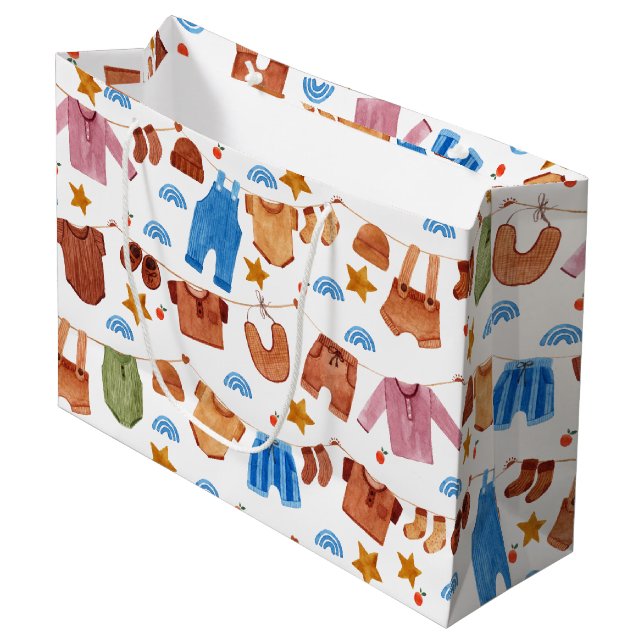 Grand Sac Cadeau Baby shower Vêtements pour bébés Anniversaire (Devant Angle)