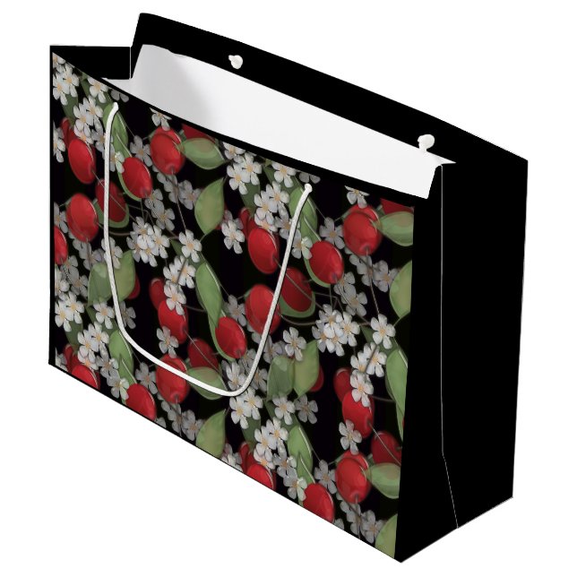Grand Sac Cadeau Baies rouges, cerise (Devant Angle)