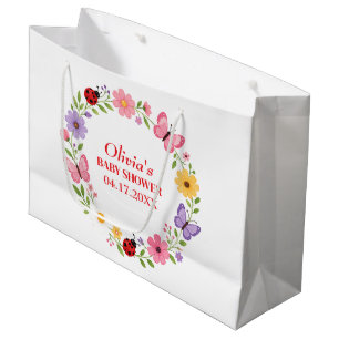 Grand Sac Cadeau Bain de bébé fille coccinelle fleur sauvage