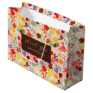 Grand Sac Cadeau Baiser Français Raisin Fleurs Mariage Baies Sucrée