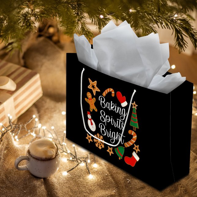 Grand Sac Cadeau Baking Spirits Bright Gingerbread Noël Cookie (Créateur téléchargé)