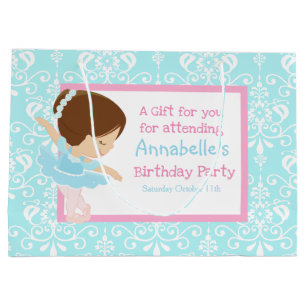Grand Sac Cadeau Ballerina et Merci Damas Bleu Brunette