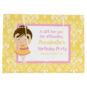 Grand Sac Cadeau Ballerina et Merci Damas jaune