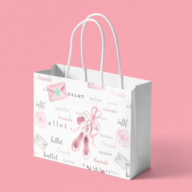 Grand Sac Cadeau Ballet Ballerina personnalisé rose (Créateur téléchargé)