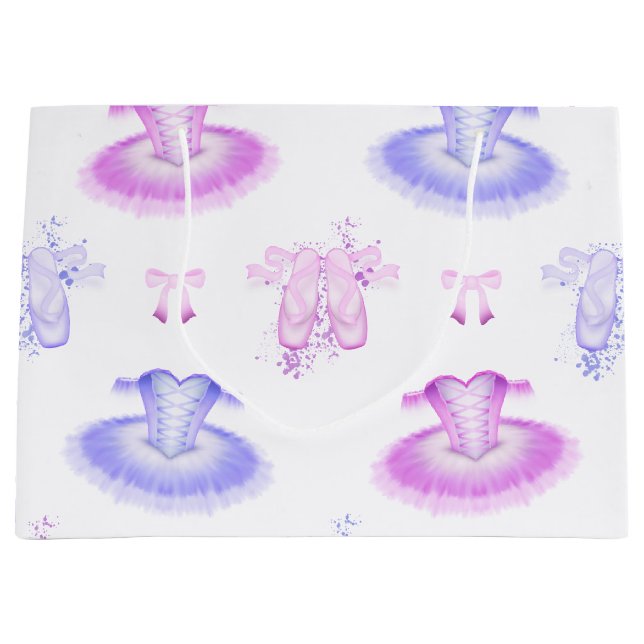 Grand Sac Cadeau Ballet rose et violet Anniversaire Chaussures Tutu (Devant)