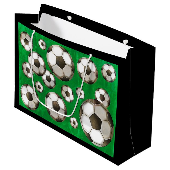 Grand Sac Cadeau Ballons de foot (Devant Angle)