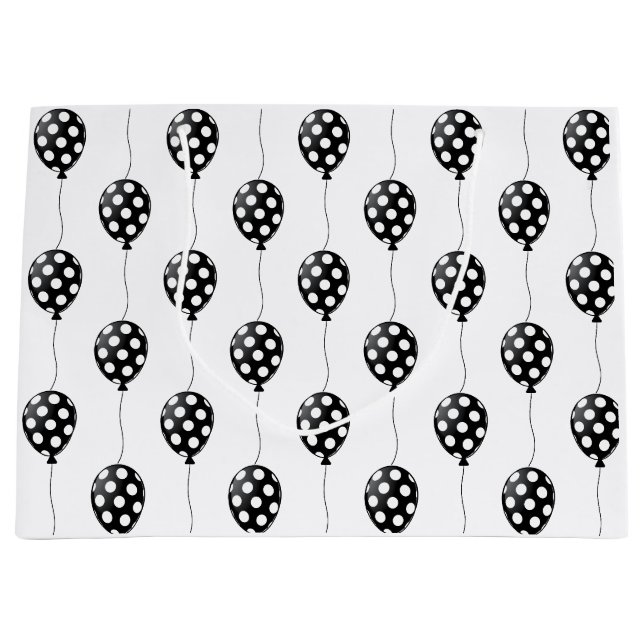 Grand Sac Cadeau Ballons noirs et blancs Anniversaire (Devant)